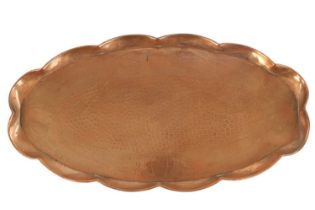 AN ARTS AND CRAFTS CORNISH PLENISHED COPPER TRAY BY J&F POOL HAYLE