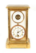 A LATE 19TH CENTURY FOUR-GLASS 400-DAY MANTEL CLOCK WITH BAROMETER
