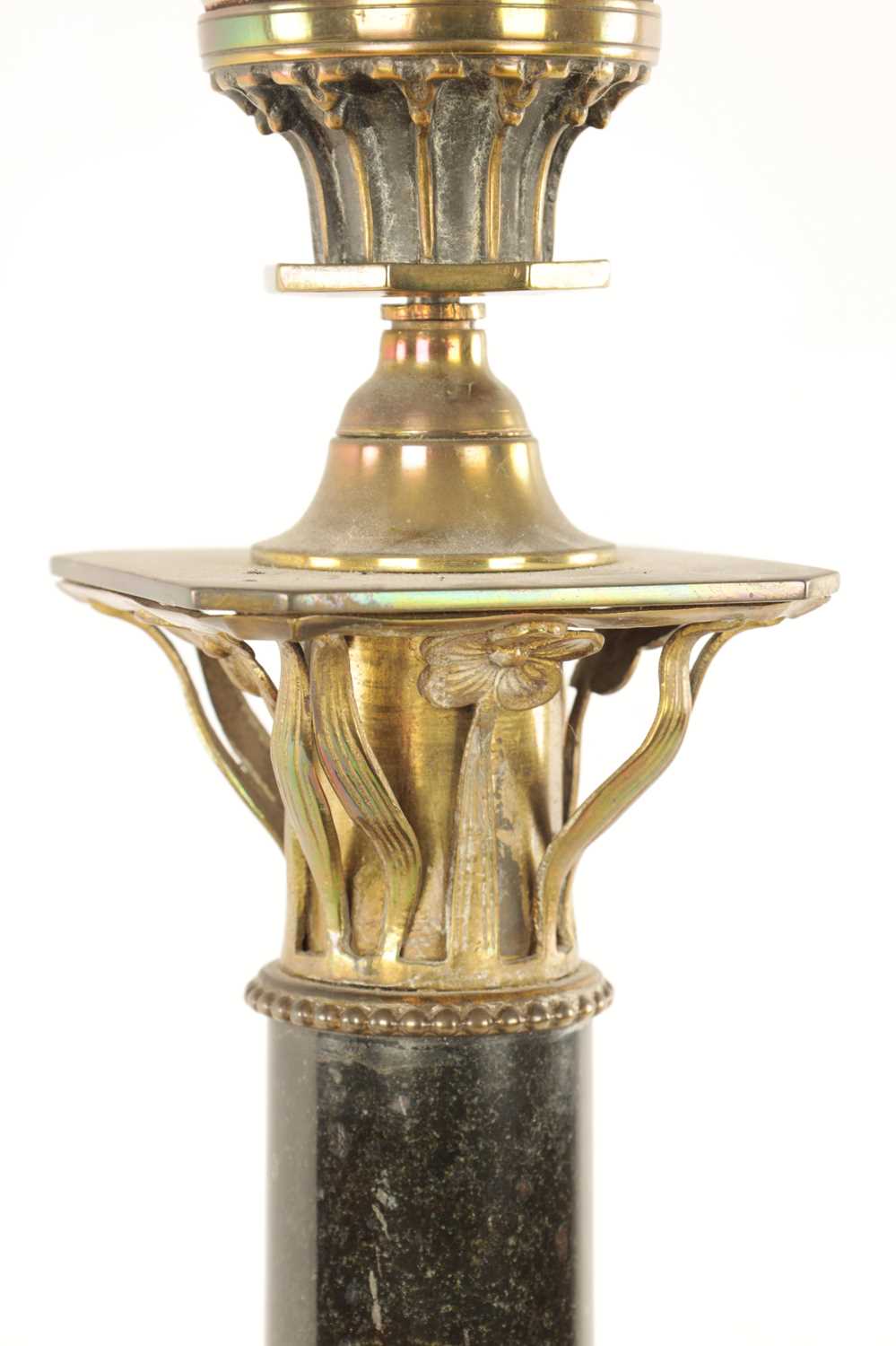 A LATE 19TH CENTURY FRENCH ORMOLU MOUNTED VERDE GREEN MARBLE OIL LAMP - Image 5 of 8