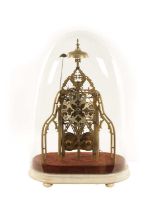 A 19TH CENTURY ENGLISH DOUBLE FUSEE STRIKING SKELETON CLOCK