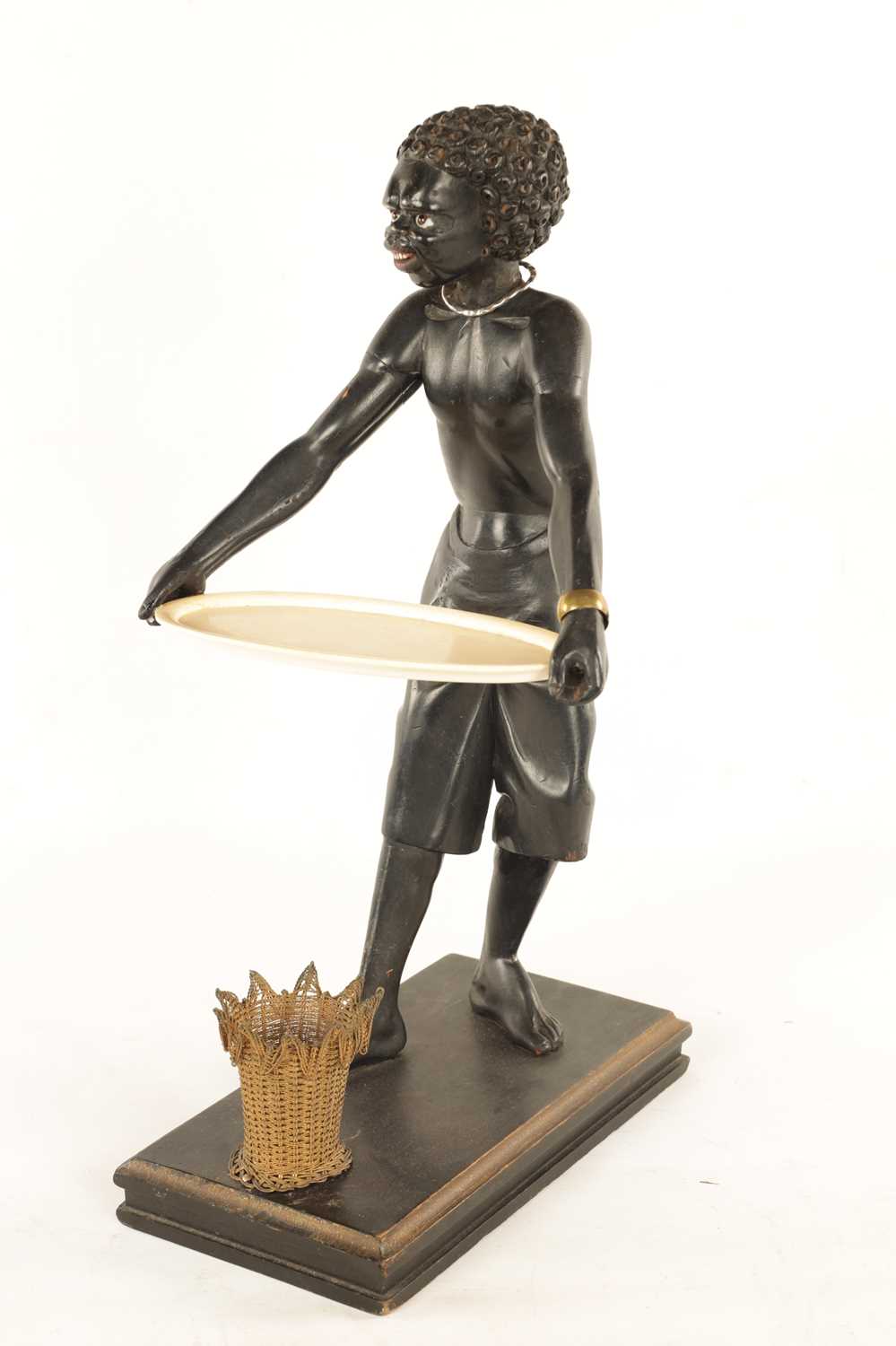 A 19TH CENTURY CARVED WOOD AND IVORY BLACKAMOOR “CARD” FIGURE - Image 2 of 13