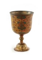 AN 18TH CENTURY INDIAN BRONZE AND ENAMEL GOBLET
