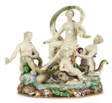 A 19TH CENTURY LARGE MEISSEN NAUTILUS FIGURE OF VENUS