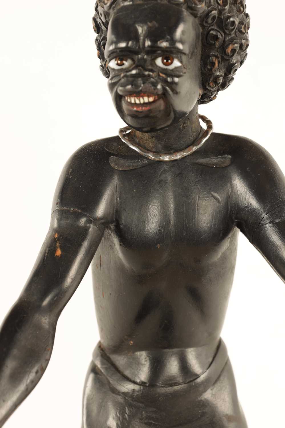 A 19TH CENTURY CARVED WOOD AND IVORY BLACKAMOOR “CARD” FIGURE - Image 7 of 13