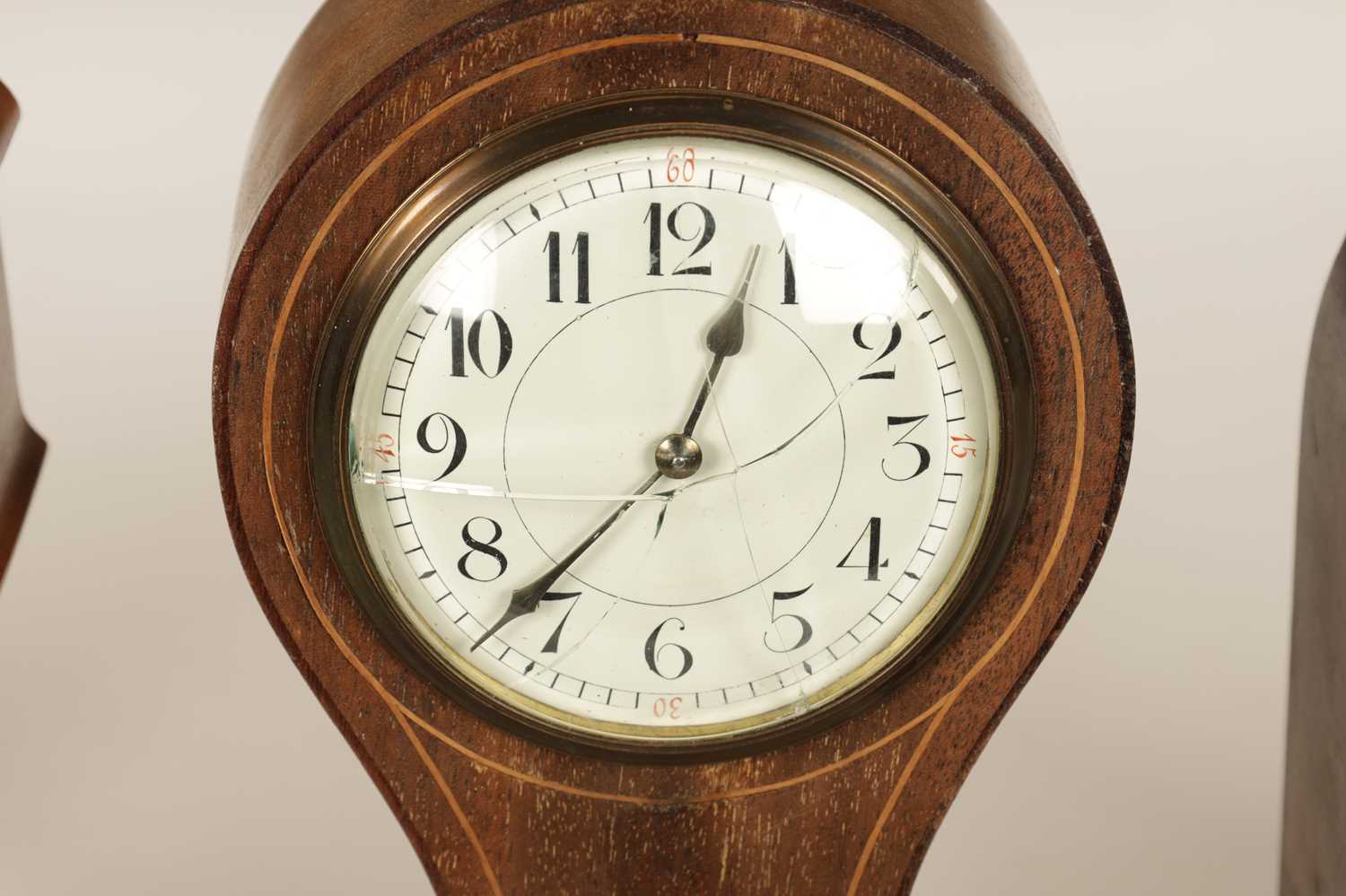 A COLLECTION OF FOUR EDWARDIAN INALID MAHOGANY MANTEL CLOCKS - Image 4 of 12