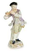 A LATE 19TH CENTURY MEISSEN FIGURE OF A FLAUTIST
