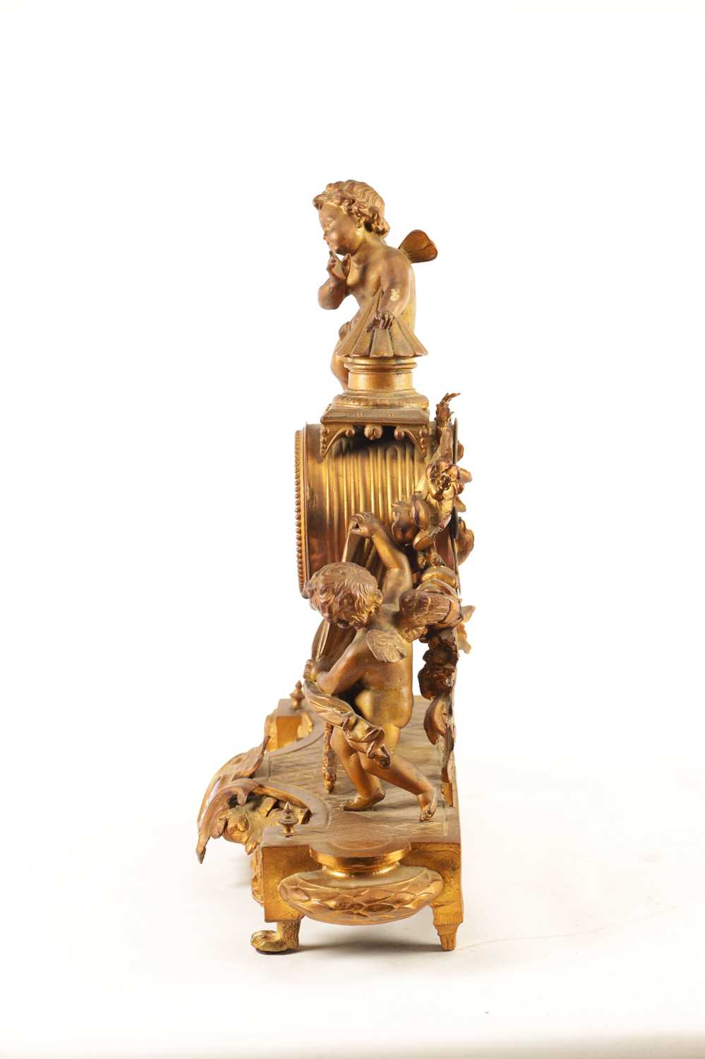 A LATE 19TH CENTURY FRENCH GILT METAL FIGURAL MANTEL CLOCK - Image 10 of 15