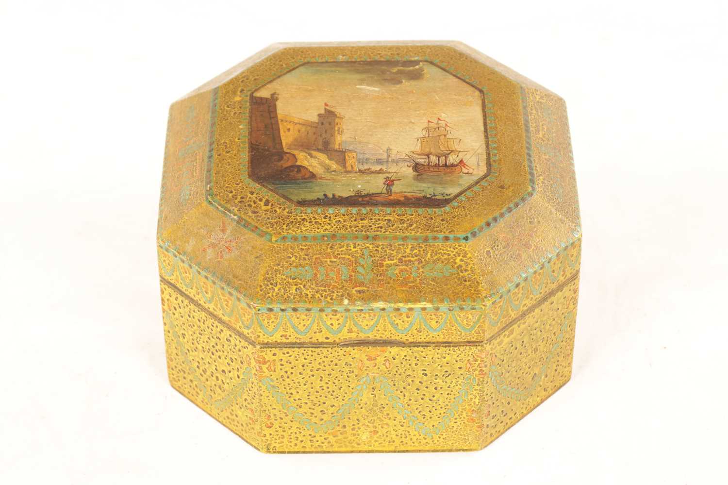 A LATE 19TH CENTURY OCTAGONAL SHAPED PAINTED BOX - Image 2 of 10