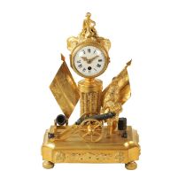 A 19TH CENTURY FRENCH BRONZE AND ORMOLU FIGURAL MANTEL CLOCK