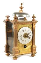 AN EARLY 19TH CENTURY FRENCH CAPUCINE STYLE CARRIAGE/MANTEL CLOCK