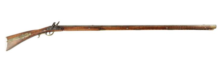 AN EARLY 19TH CENTURY AMERICAN KENTUCKY FLINTLOCK RIFLE BY ARMSTRONG OF PHILADELPHIA