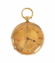 A LATE 19TH CENTURY ENGLISH 18CT GOLD OPEN FACED POCKET WATCH