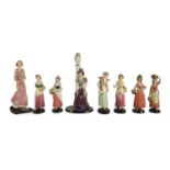 A COLLECTION OF EIGHT 20TH CENTURY STAFFORDSHIRE GOLDSCHEIDER FIGURES