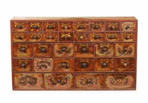 A SET OF 32 19TH CENTURY CHEMIST SHOP APOTHECARY DRAWERS