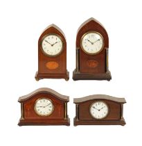 A COLLECTION OF FOUR EDWARDIAN INLAID MANTEL CLOCKS
