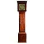 JONAS BARBER, WINSTER. AN 18TH CENTURY FIGURED WALNUT 30-HOUR LONGCASE CLOCK