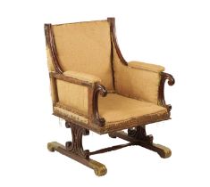 AN UNUSUAL WILLIAM IV MAHOGANY CAPTAIN'S CHAIR