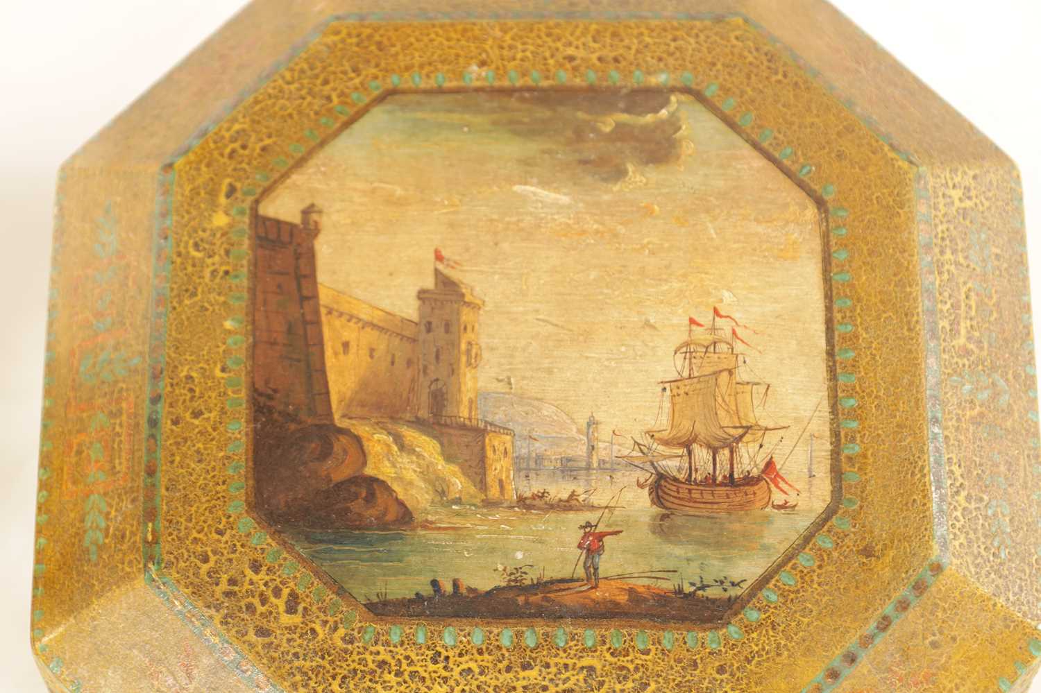 A LATE 19TH CENTURY OCTAGONAL SHAPED PAINTED BOX - Image 4 of 10