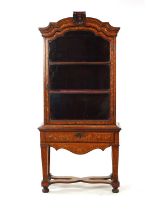 AN 18TH CENTURY WALNUT AND DUTCH MARQUETRY DISPLAY CABINET