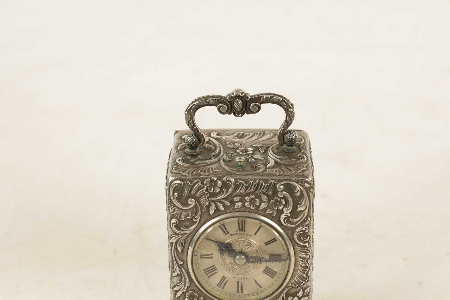 BREGUET, PARIS NO. 2559. A LATE 19TH CENTURY FRENCH SOLID SILVER REPEATING CARRIAGE CLOCK IN ORIGIN - Image 8 of 11