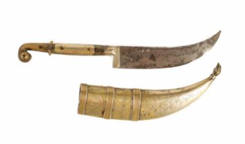 A SMALL 18TH CENTURY PERSIAN DAGGER WITH RHINOCEROS HORN HANDLE