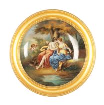 A LATE 19TH CENTURY VIENNA STYLE FRAMED DISHED PORCELAIN PLAQUE