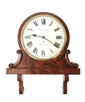 WILLIAM WRIGHT, LONDON. A 19TH CENTURY FIGURED MAHOGANY FUSEE DIAL CLOCK