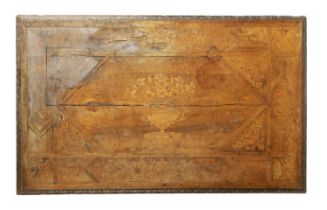 AN 18TH CENTURY FLORAL MARQUETRY AND GEOMETRICALLY INLAID WALNUT TABLE TOP