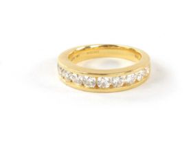 A .950 HALLMARKED YELLOW GOLD LADIES ETERNITY RING