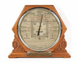 A 1930’S SHORT & MASON WALNUT CASED STORMOGUIDE BAROMETER