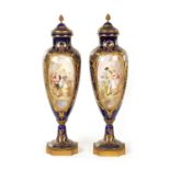 A PAIR OF LATE 19TH-CENTURY SERVES STYLE PORCELAIN LARGE CABINET VASES