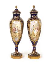 A PAIR OF LATE 19TH-CENTURY SERVES STYLE PORCELAIN LARGE CABINET VASES