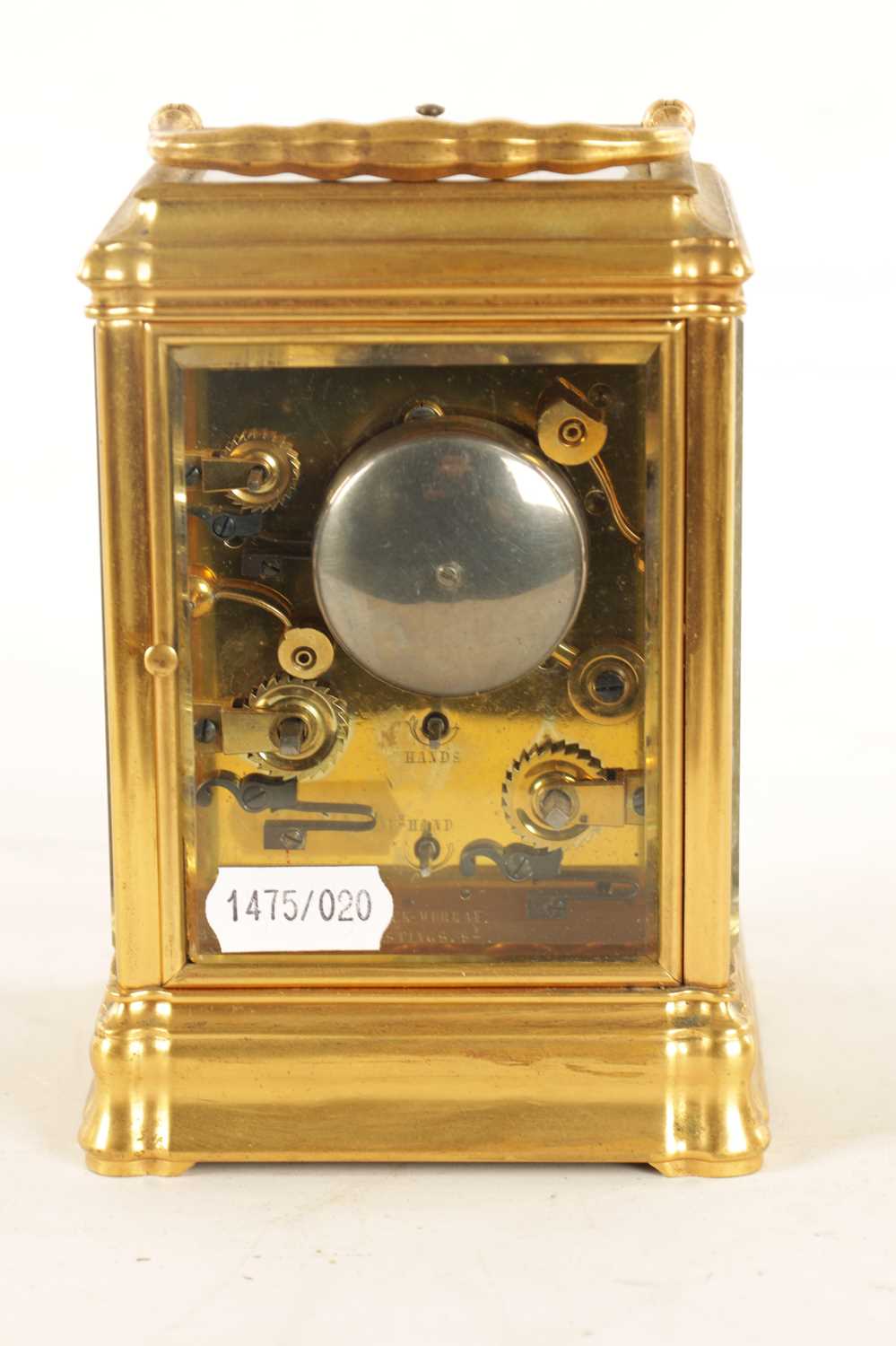 A GOOD 19TH CENTURY FRENCH REPEATING CARRIAGE CLOCK WITH ALARM - Image 6 of 15