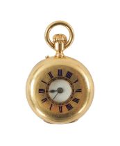 A RARE MINIATURE 18CT GOLD EXHIBITION DEMI HUNTER POCKET WATCH