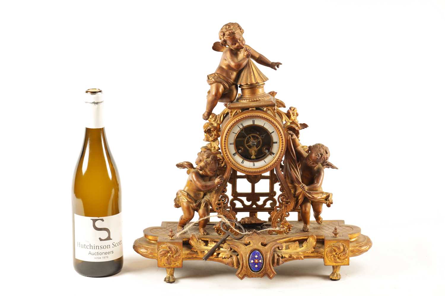 A LATE 19TH CENTURY FRENCH GILT METAL FIGURAL MANTEL CLOCK - Image 14 of 15