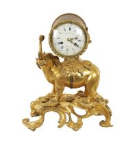 AN 18TH CENTURY FRENCH ORMOLU ELEPHANT MANTEL CLOCK