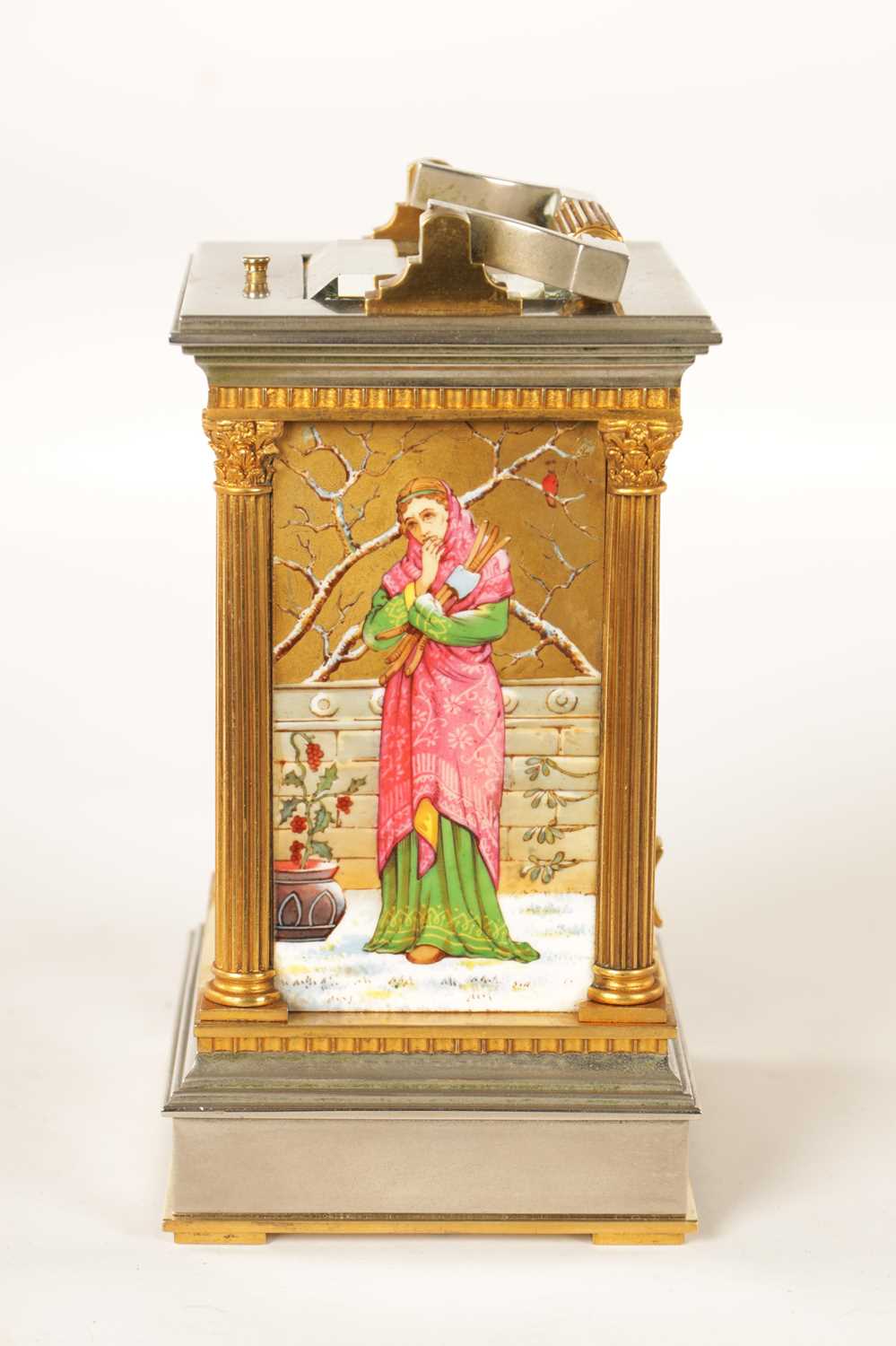 A LATE 19TH CENTURY FRENCH PORCELAIN PANELLED REPEATING CARRIAGE CLOCK - Image 6 of 10