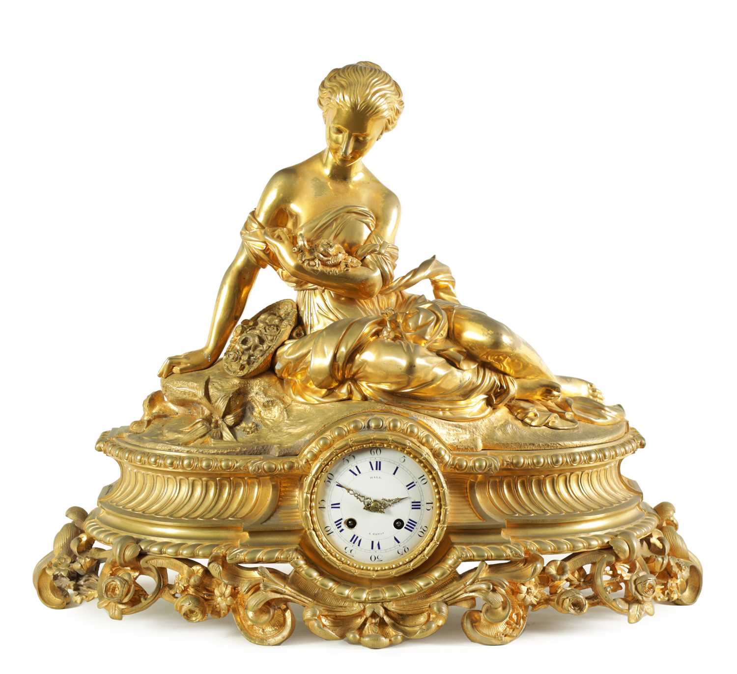 A LARGE 19TH CENTURY FRENCH FIGURAL ORMOLU MANTEL CLOCK