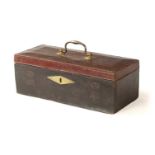 A GEORGE III RED LEATHER COVERED MILITARY DISPATCH BOX - MONOGRAMMED AND TITLED 'OFFICE FOR MILITARY