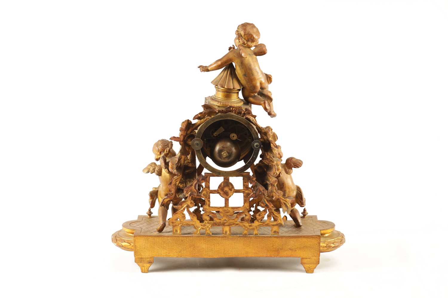 A LATE 19TH CENTURY FRENCH GILT METAL FIGURAL MANTEL CLOCK - Image 9 of 15