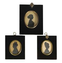 A COLLECTION OF THREE 19TH CENTURY SILHOUETTE BUST PORTRAITS OF YOUNG LADIES.