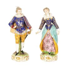 A PAIR OF LATE 19TH CENTURY SAMSON 'DERBY TYPE' CONTINENTAL PORCELAIN FIGURES