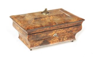 A MID 19TH CENTURY MULBERRY AND EBONY BANDED JEWELLERY CASKET