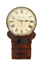 S.W. ARCHER, LONDON. A REGENCY FIGURED MAHOGANY BRASS INLAID FUSEE WALL CLOCK