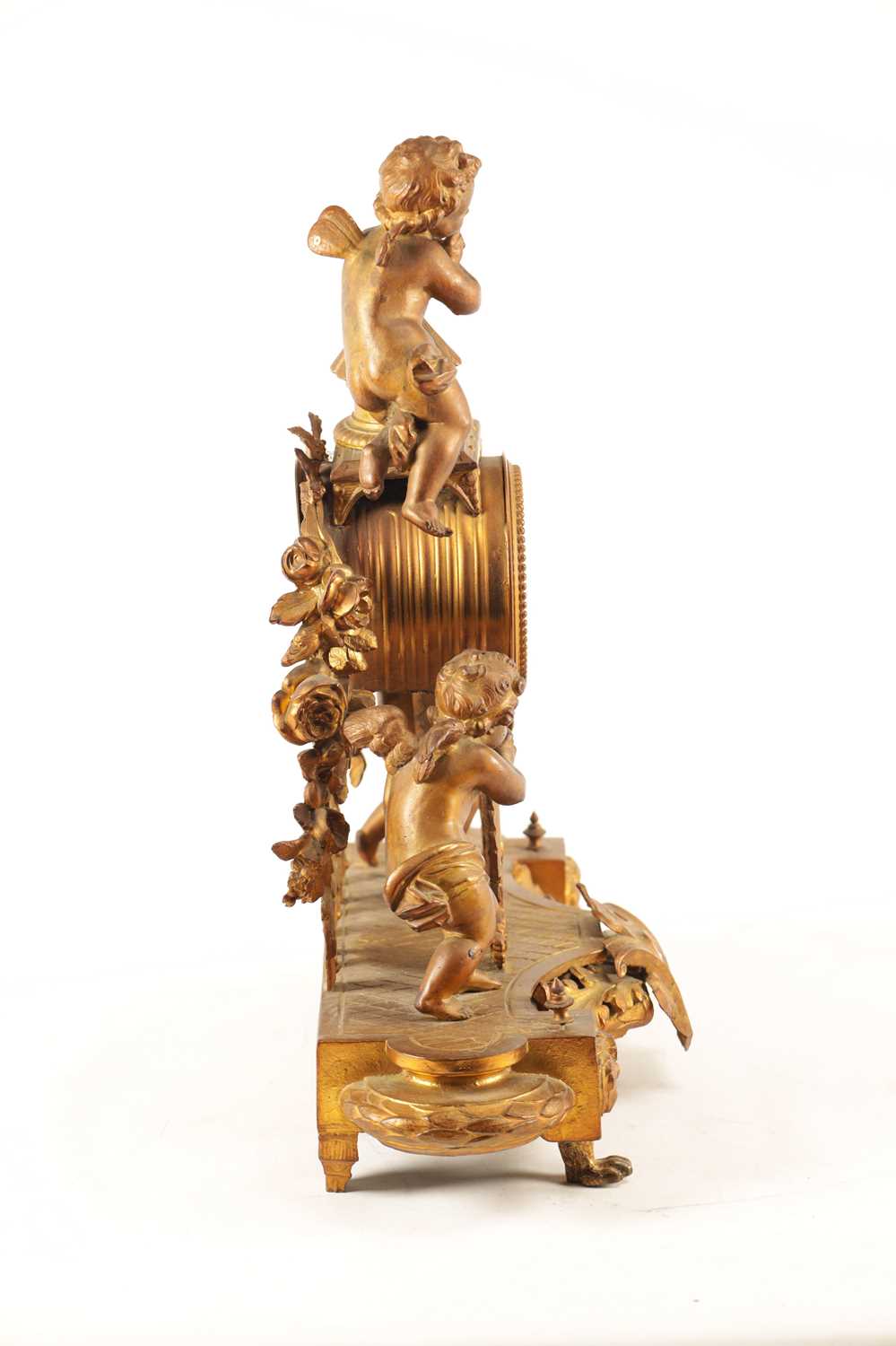 A LATE 19TH CENTURY FRENCH GILT METAL FIGURAL MANTEL CLOCK - Image 8 of 15