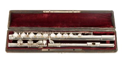 E J ALBERT NO 87. AN ALL-SILVER FLUTE