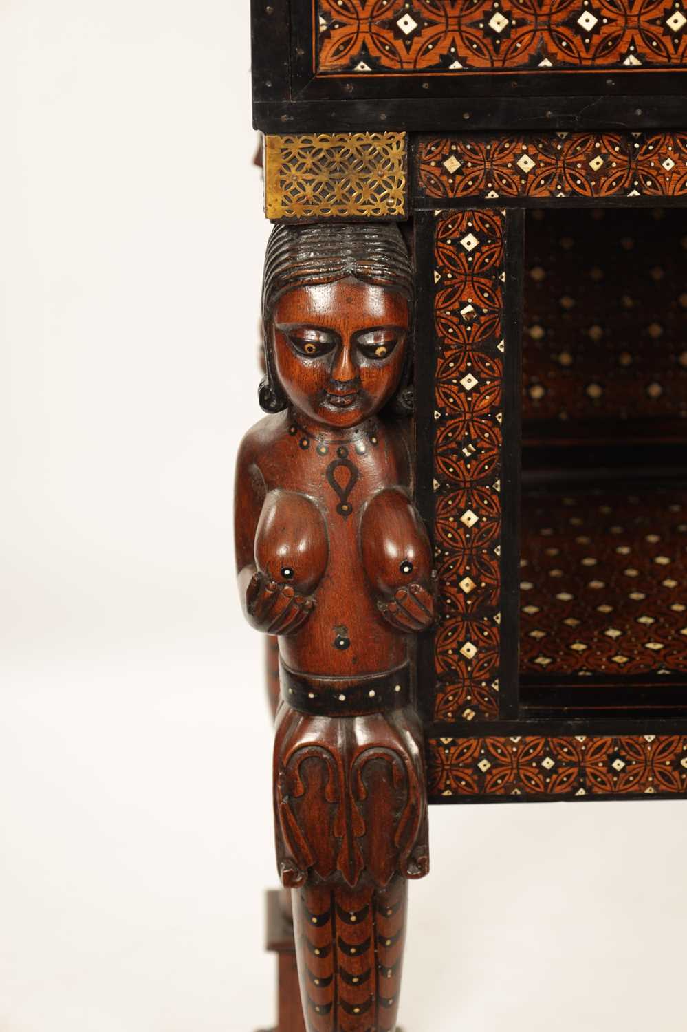 AN IMPORTANT LATE 17TH CENTURY INDO-PORTUGUESE IVORY INLAID PADOUCK AND EBONY COLLECTORS CABINET ON - Image 5 of 16