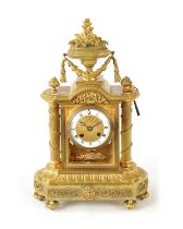A LATE 19TH CENTURY FRENCH ORMOLU AND ONYX MANTEL CLOCK