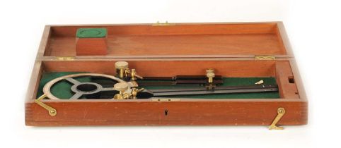 A CASED THREE-ARM PROTRACTOR SIGNED HEATH & CO. LONDON.