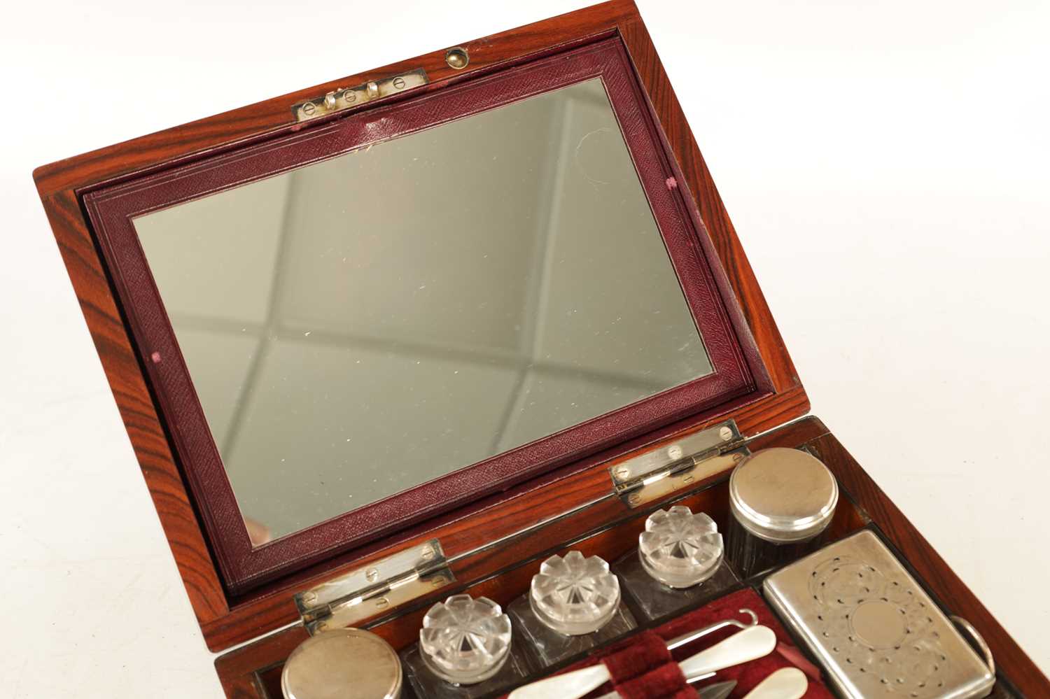 A LATE 19TH CENTURY BURR WALNUT VANITY CASE - Image 13 of 19